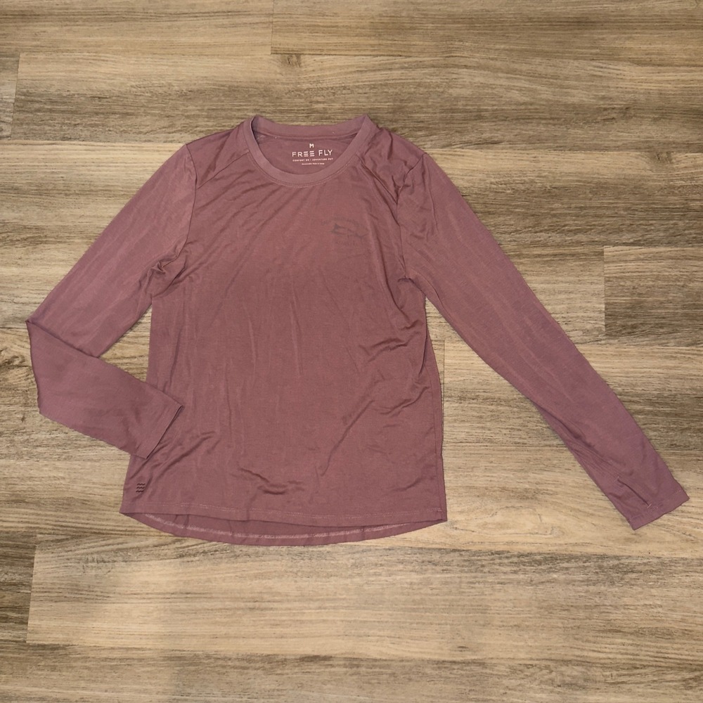 Free Fly Women Bamboo Shade Long Sleeve II Top Mauve Pink Medium 68021